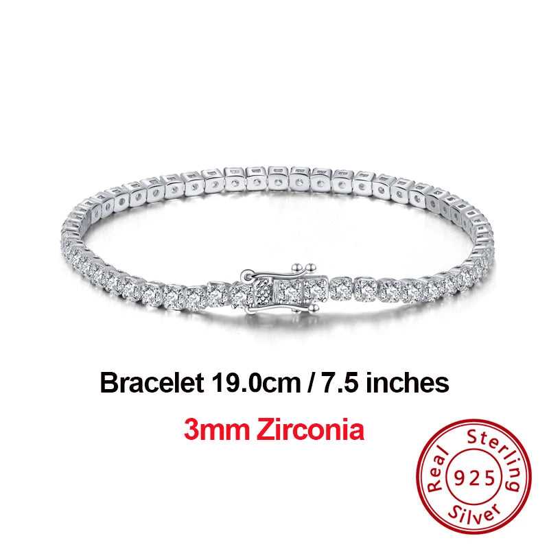 4Mm round Cut Tennis Bracelet in 925 Sterling Silver White Gold Woman Men Bracelets Bangle Jewelry Hand Chain SB94