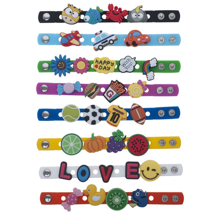 10 Pcs Adjustable Cute Wristbands, Multi-Color Rubber Charm Bracelets for Boys and Girls, Party Favors