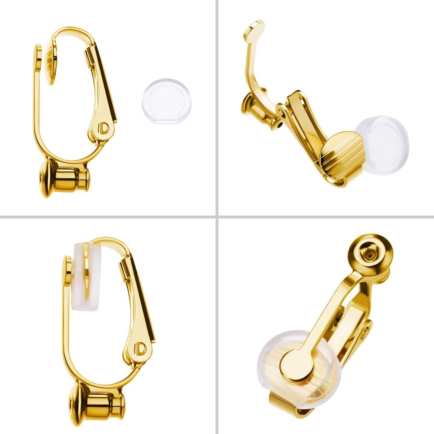 18 Pieces Clip-On Earrings Converter Components with Post for Non-Pierced Ears 3