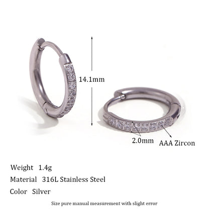 Women'S Fashion Titanium Steel Rounded Edge Zircon Earrings
