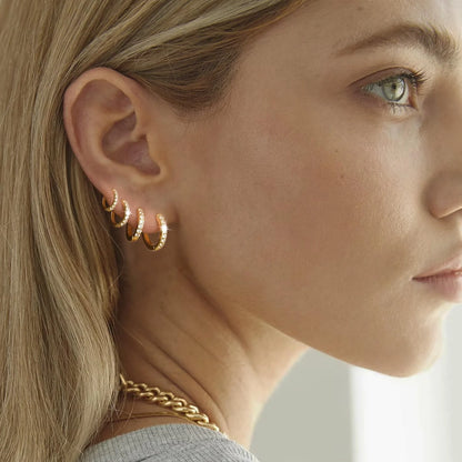 4 Pairs Small Hoop Earrings for Women,Gold Small Cubic Zirconia Huggie Hypoallergenic Earrings Set for Multiple Piercing,Dainty Cartilage Earrings for Women Wedding Birthday Jewelry Gifts