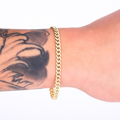 14K Real Yellow Gold Royal Monaco 5Mm Miami Cuban Link Bracelet (7"-9") Italian Jewelry for Men & Women