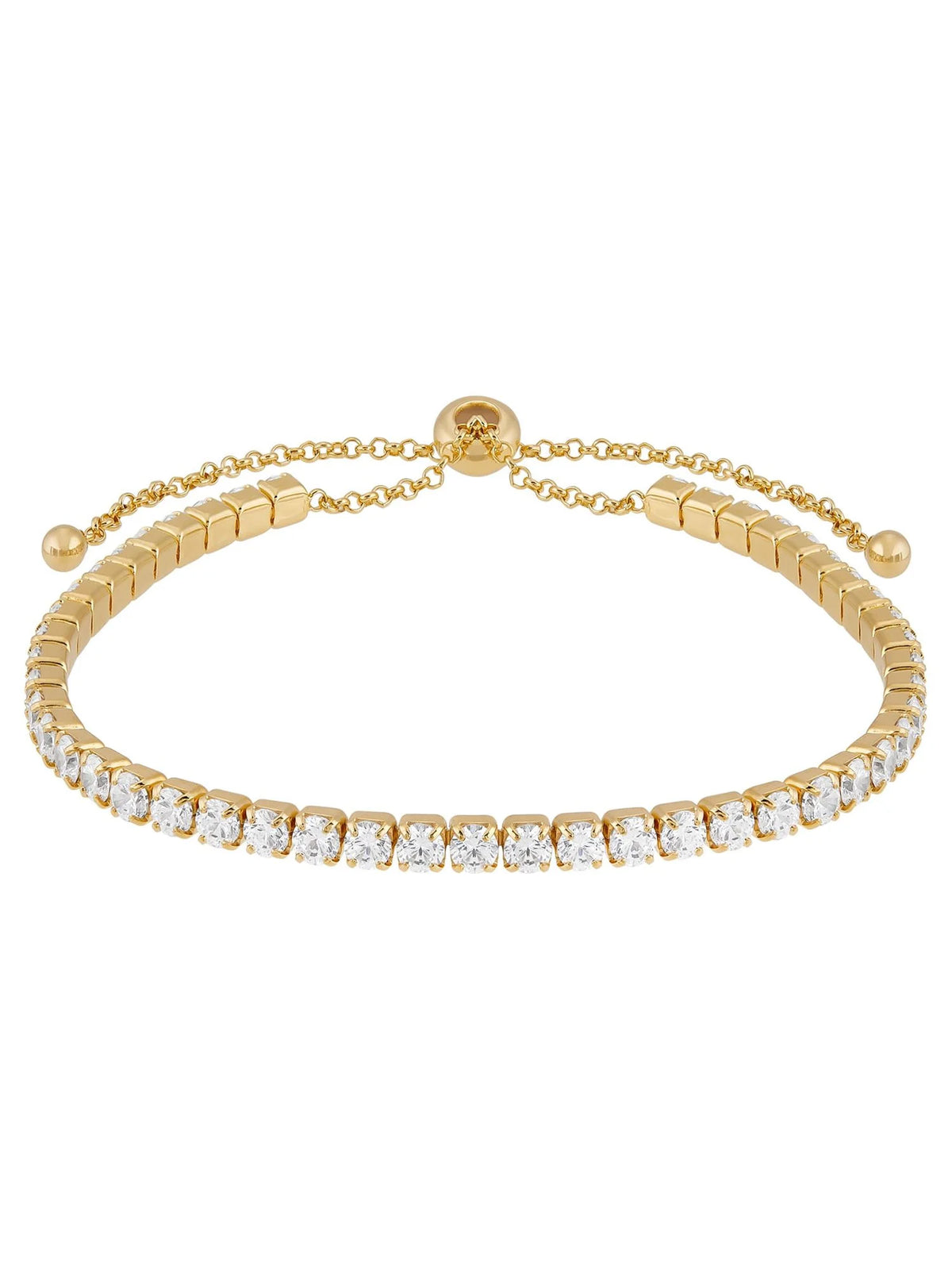 Cubic Zirconia Bracelet Sterling Silver 14K Yellow Gold-Plated,10"