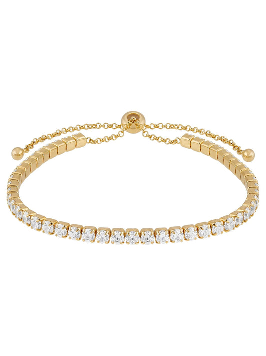 Cubic Zirconia Bracelet Sterling Silver 14K Yellow Gold-Plated,10"