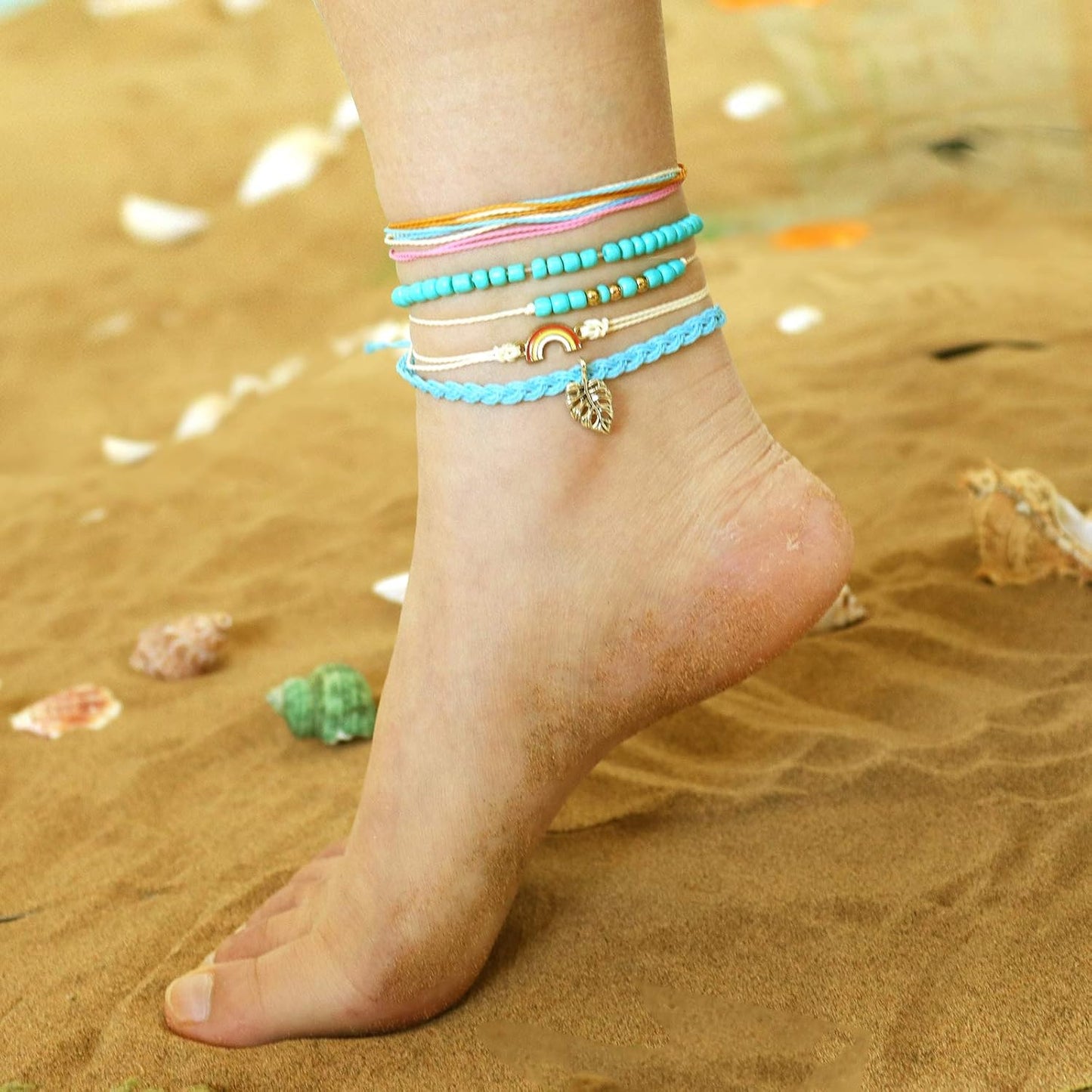String Bracelets for Women Gifts Trendy Stuff Friendship Bracelets Waterproof Summer Ankle Bracelets Outfits Adjustable Wave Surfer Beach Bracelets Stocking Stuffers