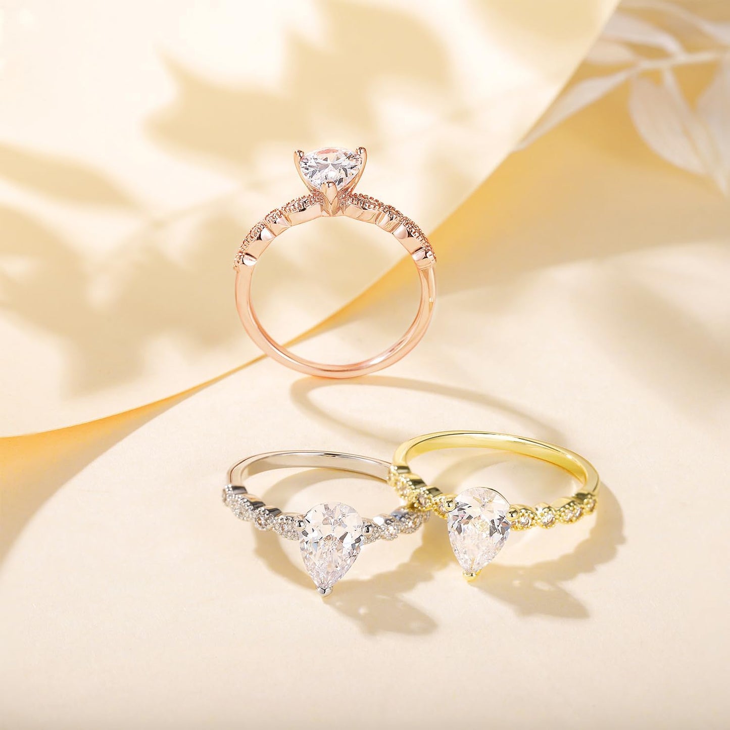 1.5CT Teardrop Engagement Rings for Women Marquise Pear Shaped Cubic Zirconia Promise Rings for Her Size 4-12