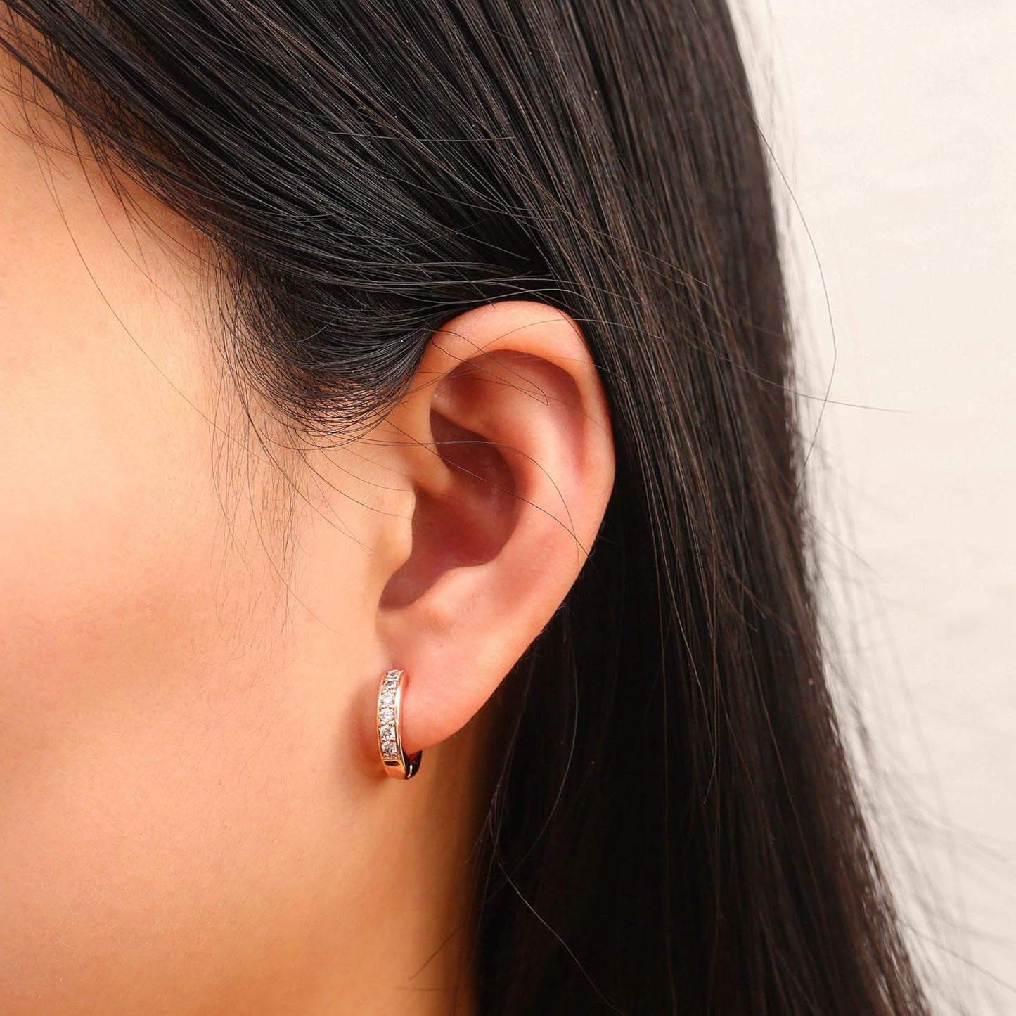 18K Gold Plated Cubic Zirconia Huggie Cuff Earrings for Women