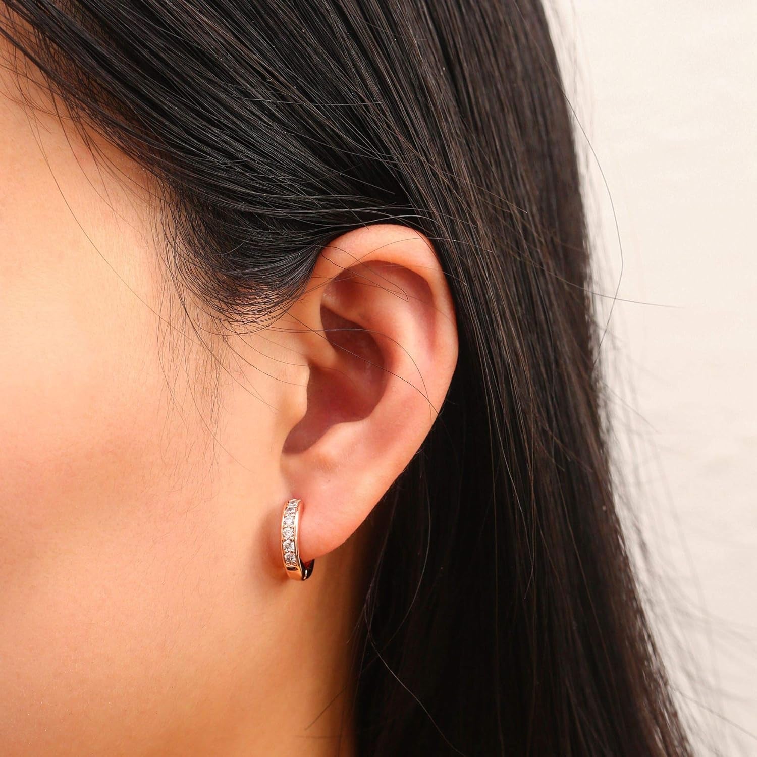 18K Gold Plated Cubic Zirconia Huggie Cuff Earrings for Women