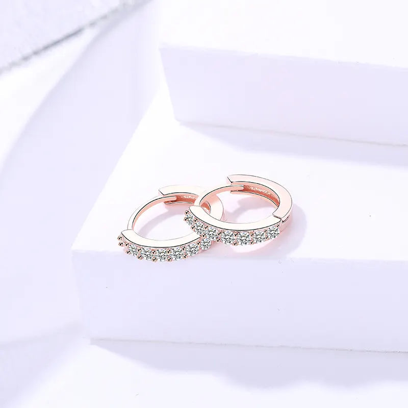 Rose Gold Micro Pave CZ Huggie Hoop Earrings