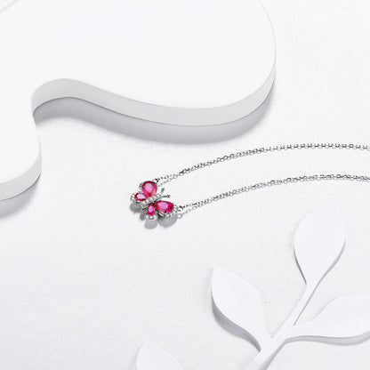 925 Sterling Silver Birthstone Necklace,Butterfly Pendant Necklace Fine Jewelry Anniversary Birthday Christmas Gifts for Women