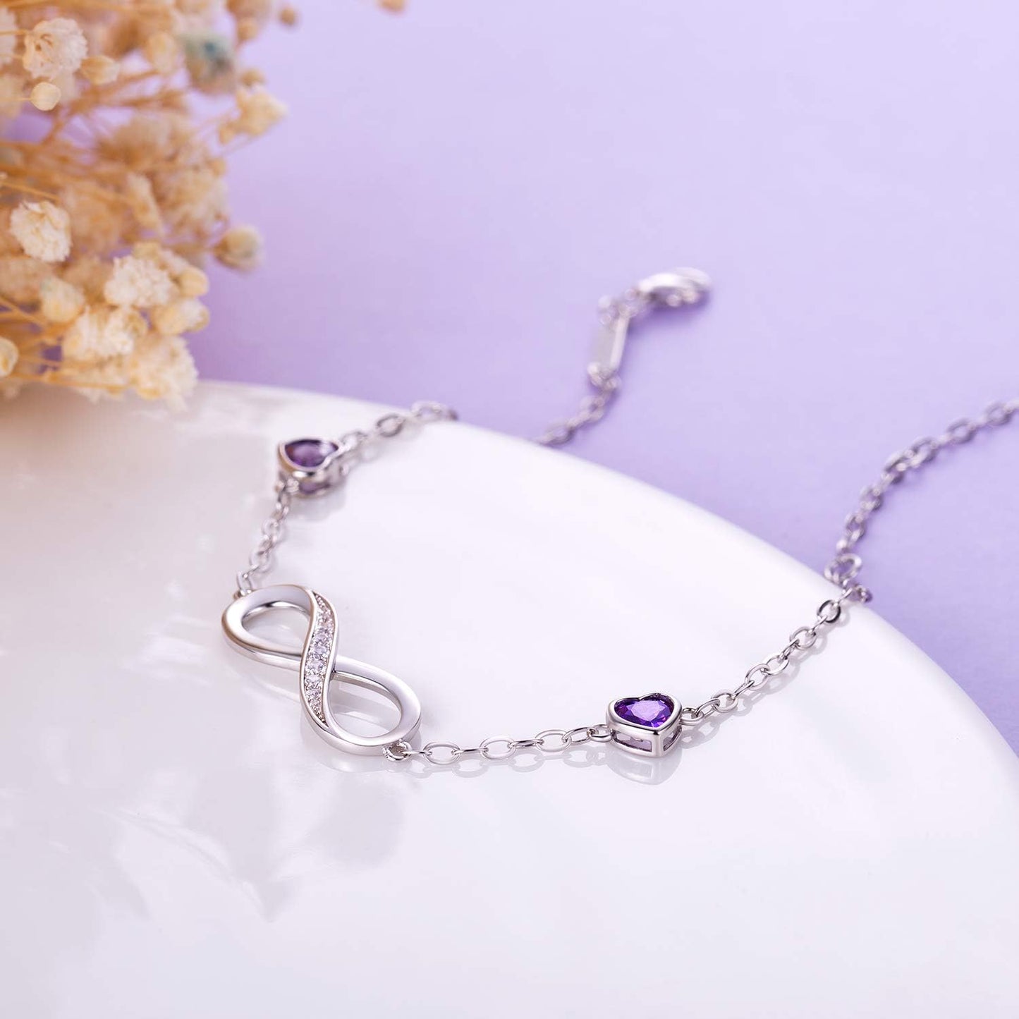 Infinity Love Bracelets for Women 925 Sterling Silver Womens Bracelet Love Symbol Charm Adjustable Bracelet Jewelry