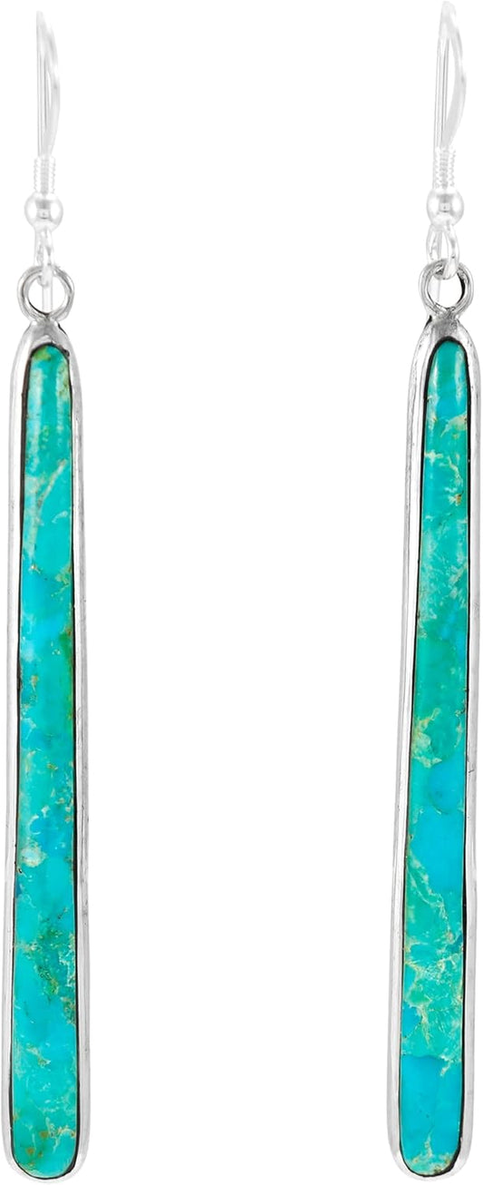 Turquoise Earrings 925 Sterling Silver & Genuine Gemstones