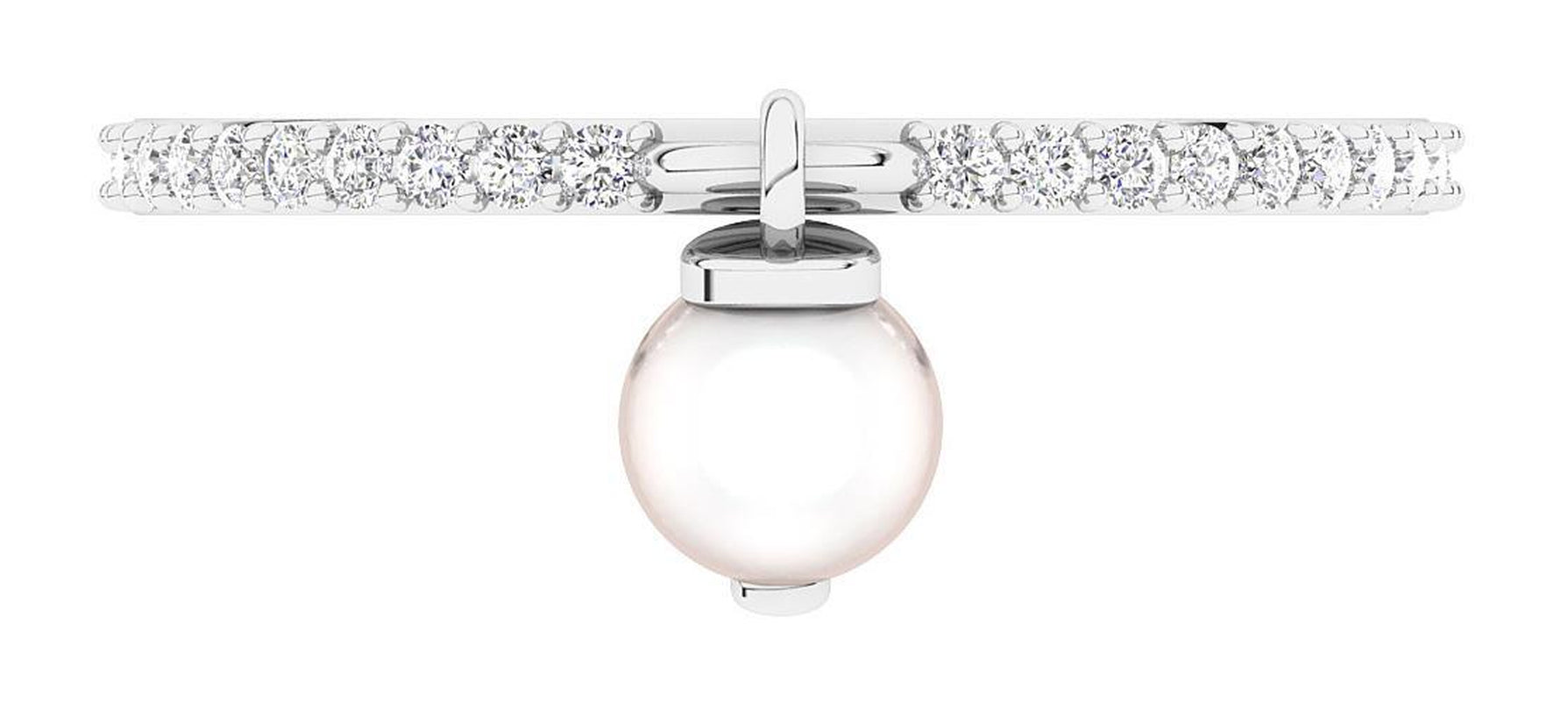 I1 G 0.20 Carat Genuine Diamond Pearl Anniversary Wedding Ring 14K Rose Gold