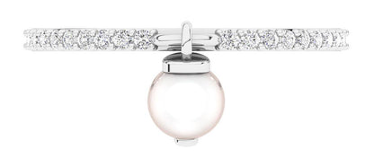 I1 G 0.20 Carat Genuine Diamond Pearl Anniversary Wedding Ring 14K Rose Gold