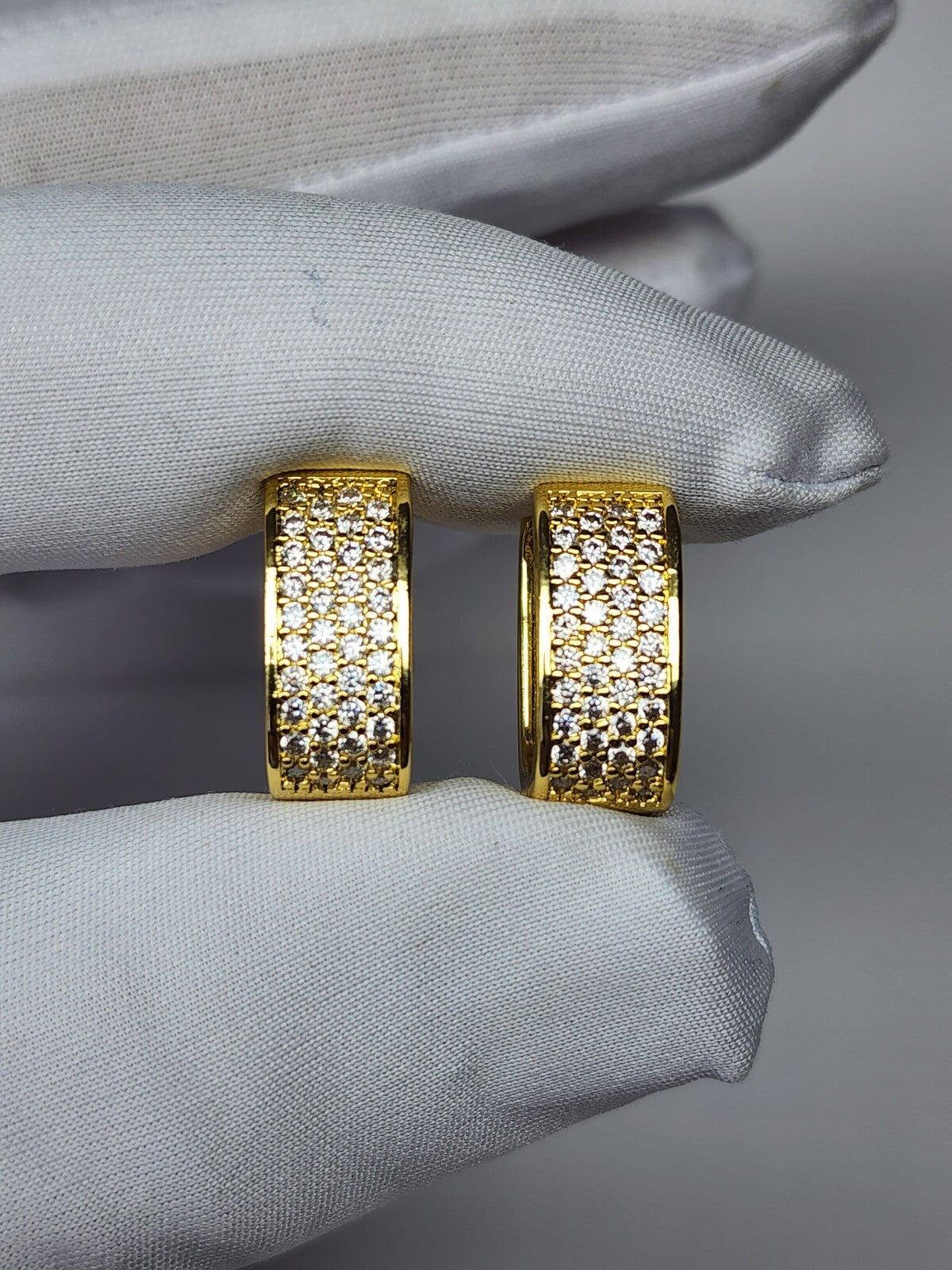 Gold Silver Plated Hoop Earrings with Cubic Zirconia Hip Hop Jewelry Unisex, Men