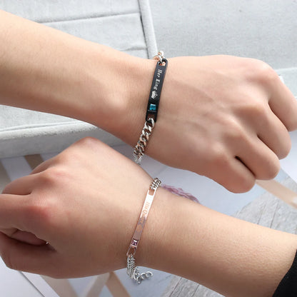 Love Bangle Men and Women Couple Bracelets Her King His Queen Titanium Steel Couple Bracelets Charm Wrist Chain Valentine'S Gift