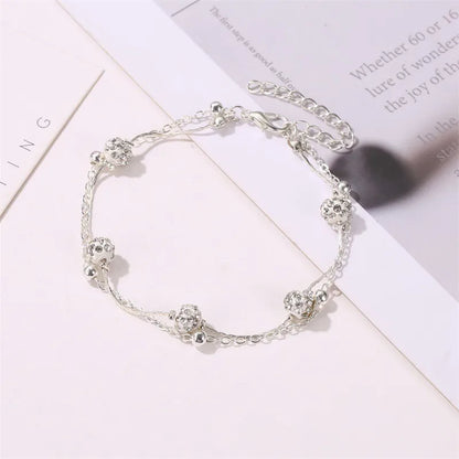 New Fashion Summer Beach Foot Chain Jewelry for Women Exquisite Gold Silver Color Shiny Rhinestones Ankle Bracelets Anklet
