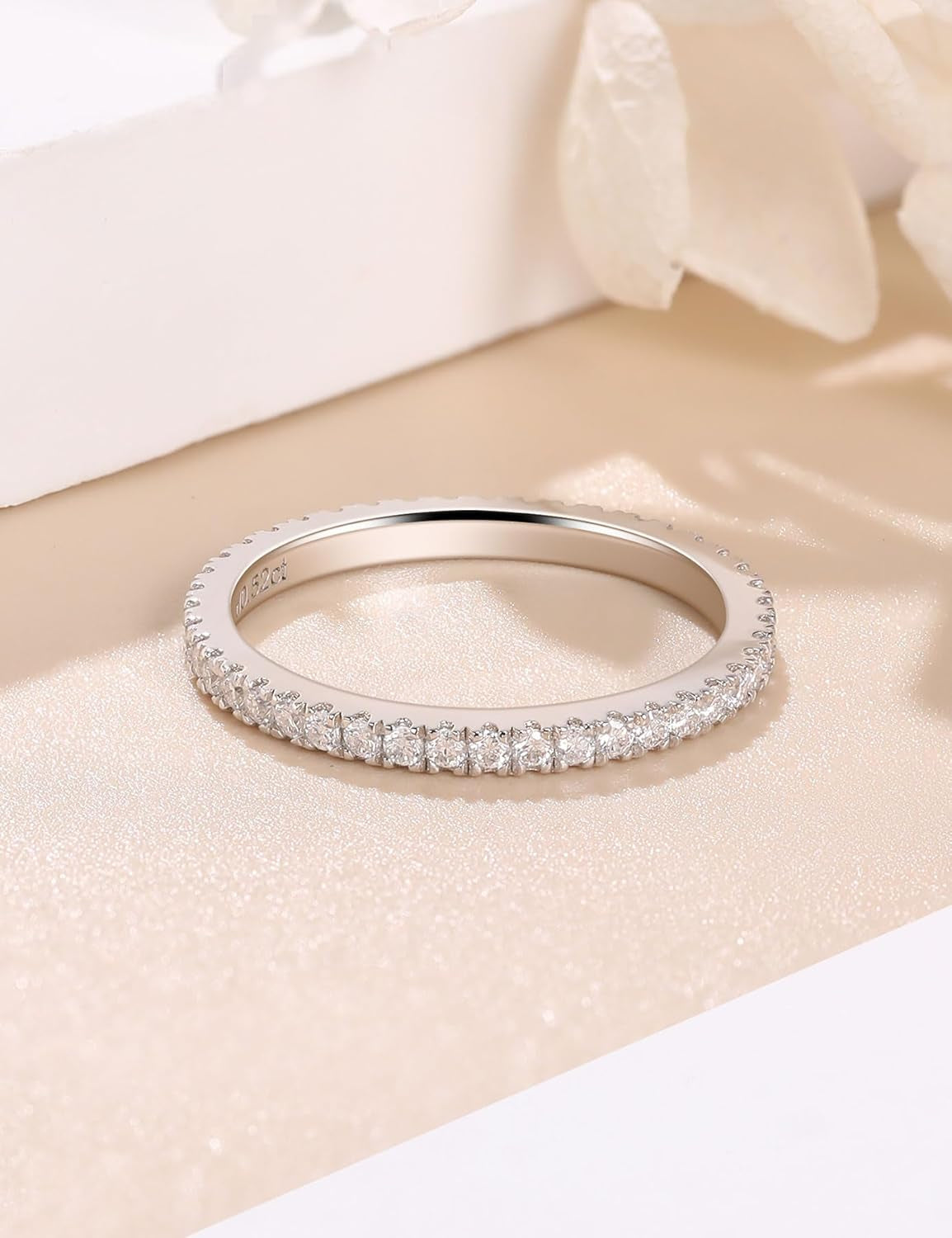 Moissanite Wedding Band Full Eternity Rings for Women Sterling Silver Stackable Engagement Anniversary Band Size 4-11