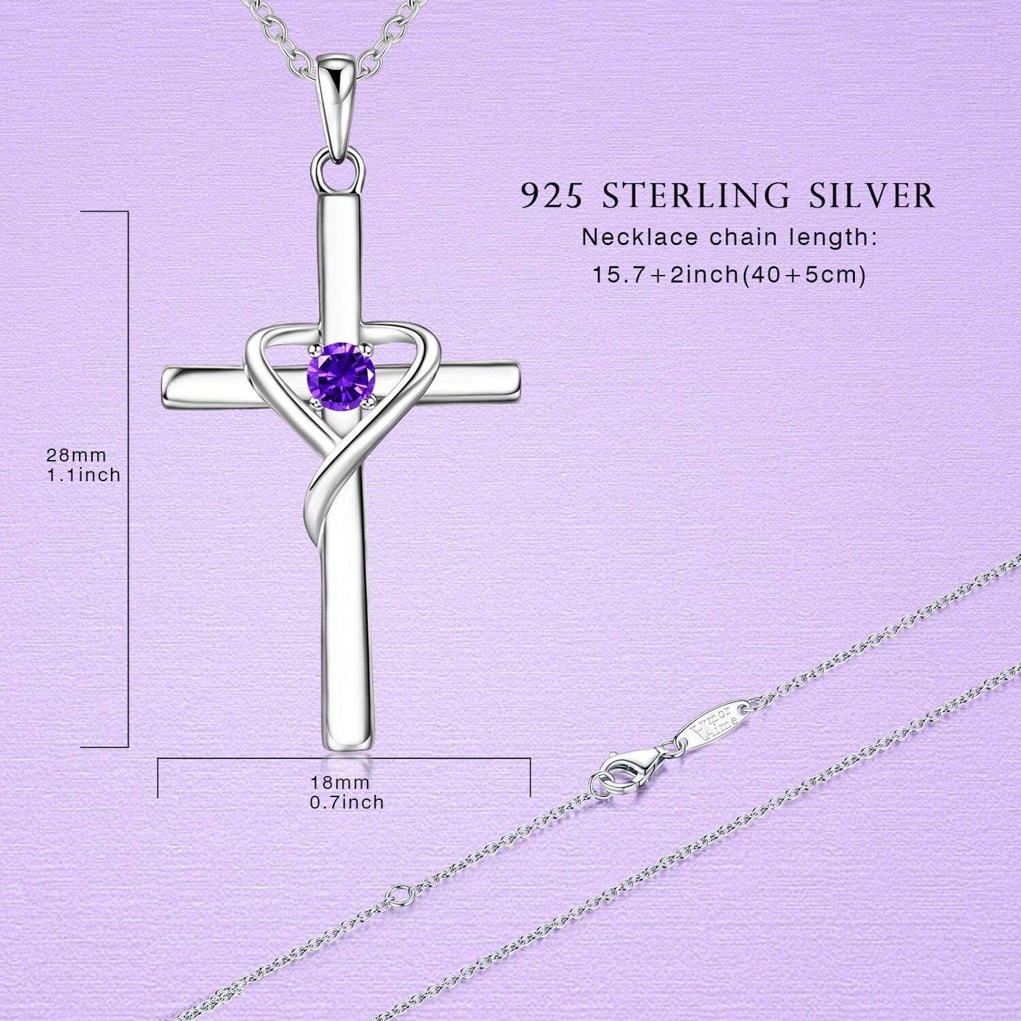925 Sterling Silver Cross Necklace for Women Men 5A CZ Birthstone Necklaces 14K Gold Plated or Rose Gold Necklace for Easter or Mother'S Day