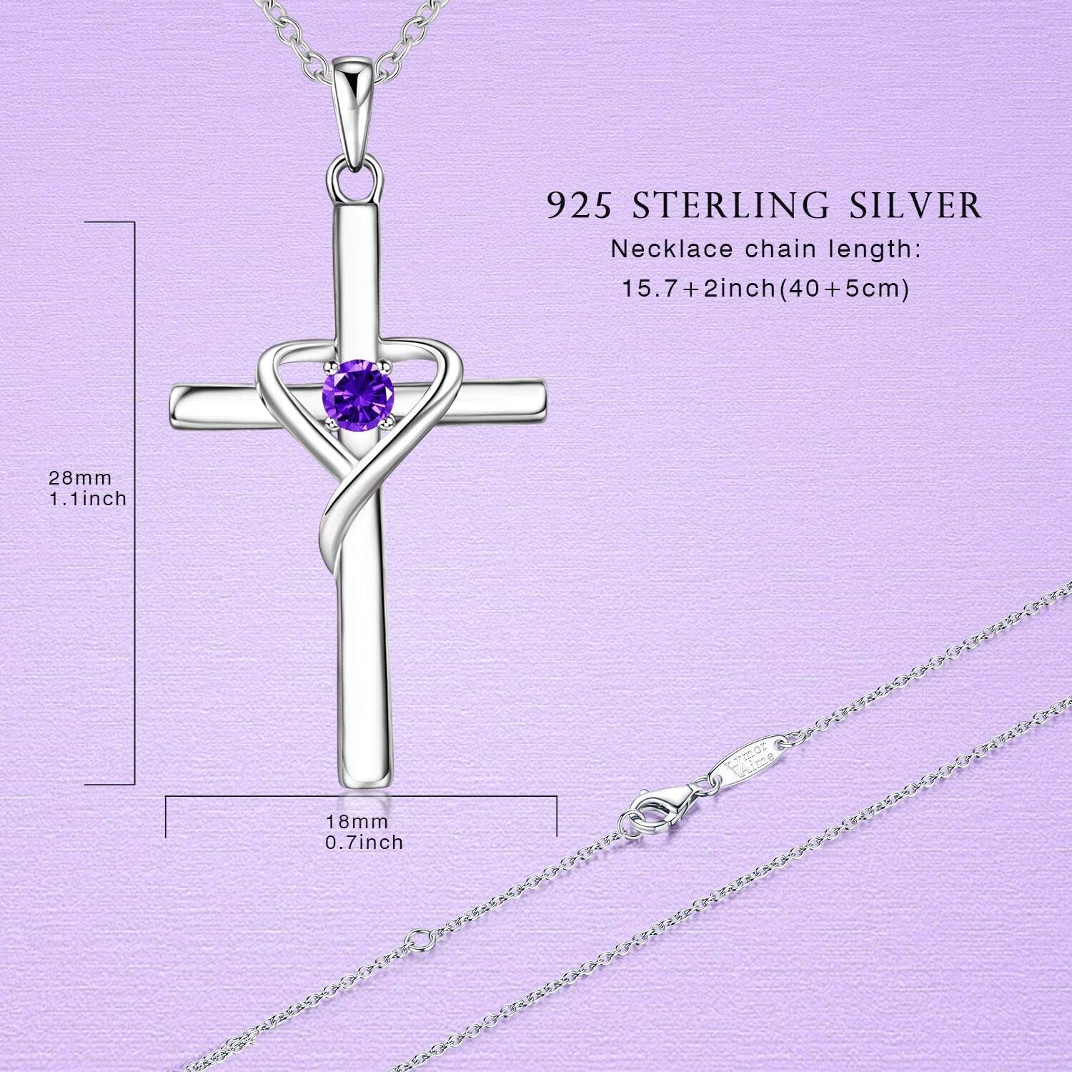 925 Sterling Silver Cross Necklace for Women Men 5A CZ Birthstone Necklaces 14K Gold Plated or Rose Gold Necklace for Easter or Mother'S Day