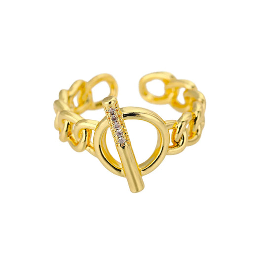 Rainbow Zircon Rings for Women Stainless Steel Gold Color Geometric Adjustable Ring Wedding Aesthetic Jewelry Gift Bijoux Femme