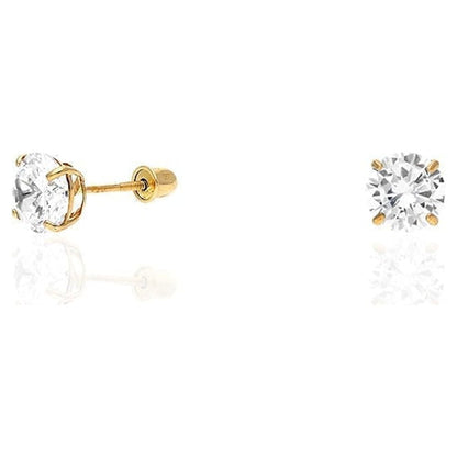 14K Yellow Gold Created Diamond Stud Screw Back Earrings 0.10Ct-4Ct