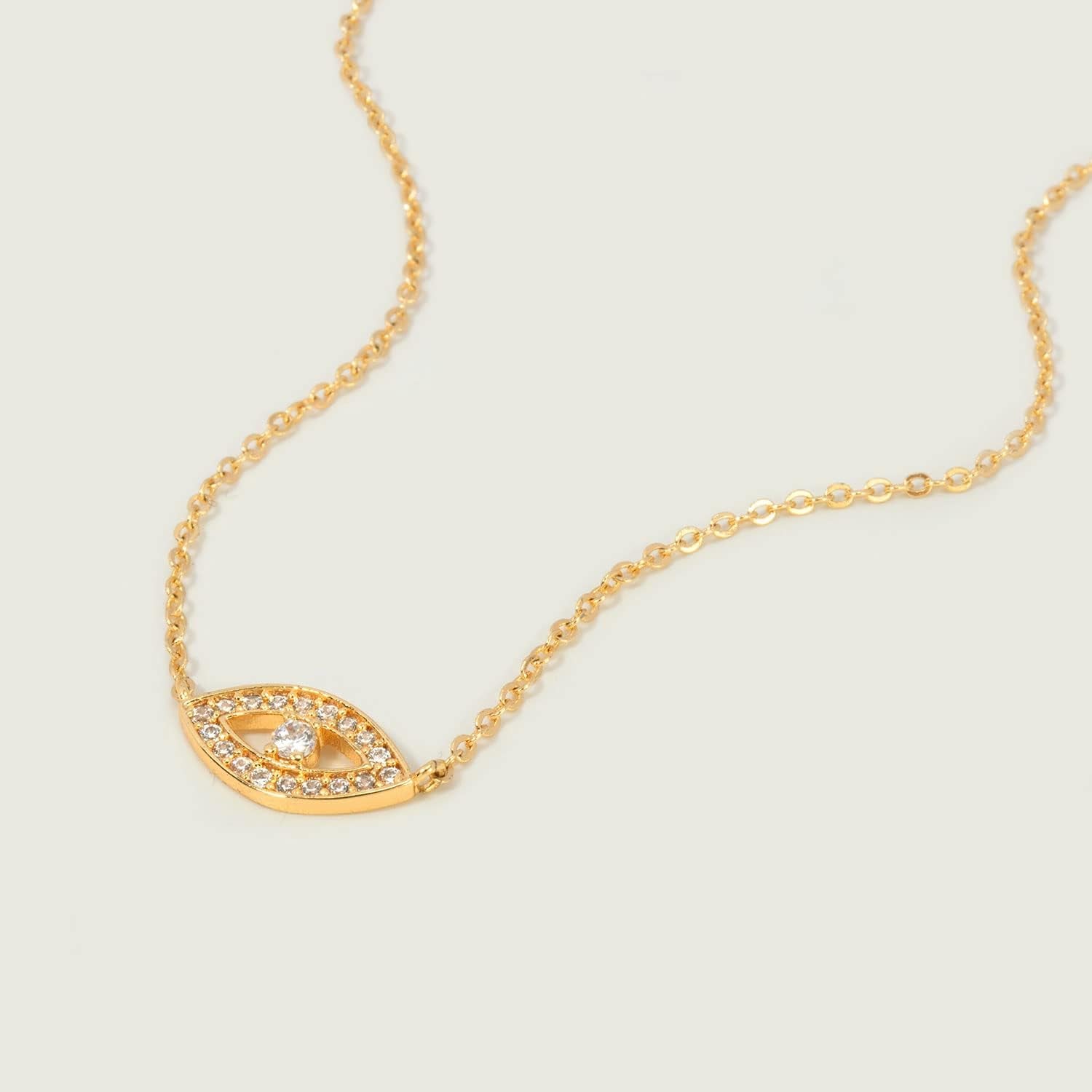 Gold Dainty Evil Eye Necklace for Women 18K Gold Plated Cute Delicate Solitaire Cubic Zirconia Boho Protection Evil Eye Minimalist Simple Necklace