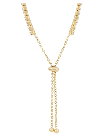 Cubic Zirconia Bracelet Sterling Silver 14K Yellow Gold-Plated,10"