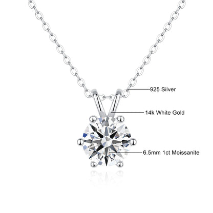 Women'S Neck Chain 100% Real 14K Gold Moissanite Diamond Pendant Necklaces for Girl Wedding Engagement Valentines Gifts Jewelry