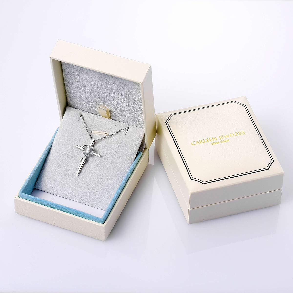 Birthstone Cross Necklace for Women Birthstone Necklace Heart Infinity Cross Pendant Necklace Fine Jewelry Christmas Birthday Holiday Gifts for Her, 16"+2" Inches