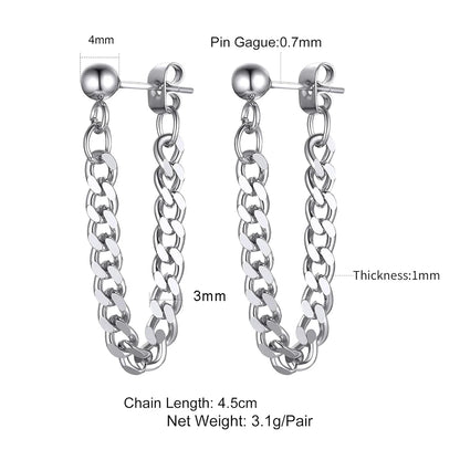 2 Pairs Stud Earrings Stainless Steel Punk Hypoallergenic Hoop Earrings for Men Women Jewelry Gift