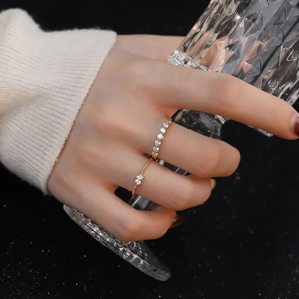 925 Sterling Silver round Zircon - White Marquise Rings
