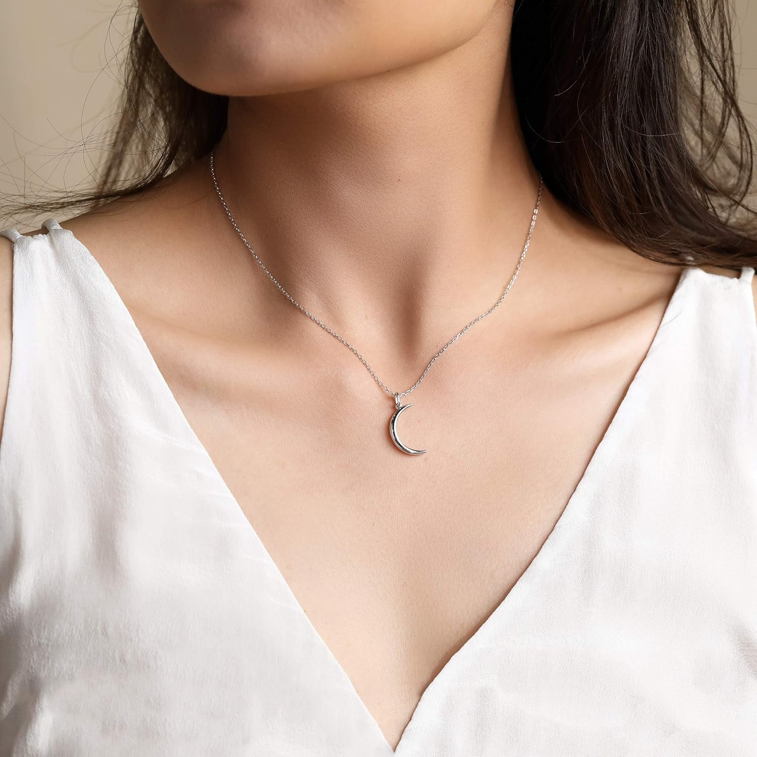 Moon Necklace Sterling Silver Dainty Moon Necklaces for Women Sterling Silver Necklace