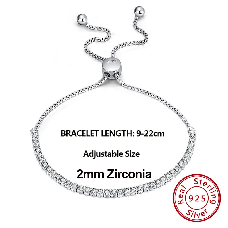 4Mm round Cut Tennis Bracelet in 925 Sterling Silver White Gold Woman Men Bracelets Bangle Jewelry Hand Chain SB94