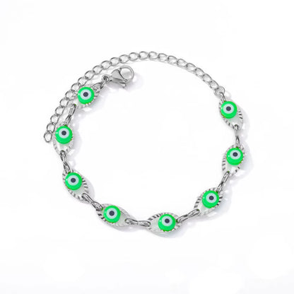 Gothic Rainbow Evil Eye Bracelets for Women Stainless Steel Gold Color Turkish Demon Chain Charm Bracelet Summer Beach Jewelry