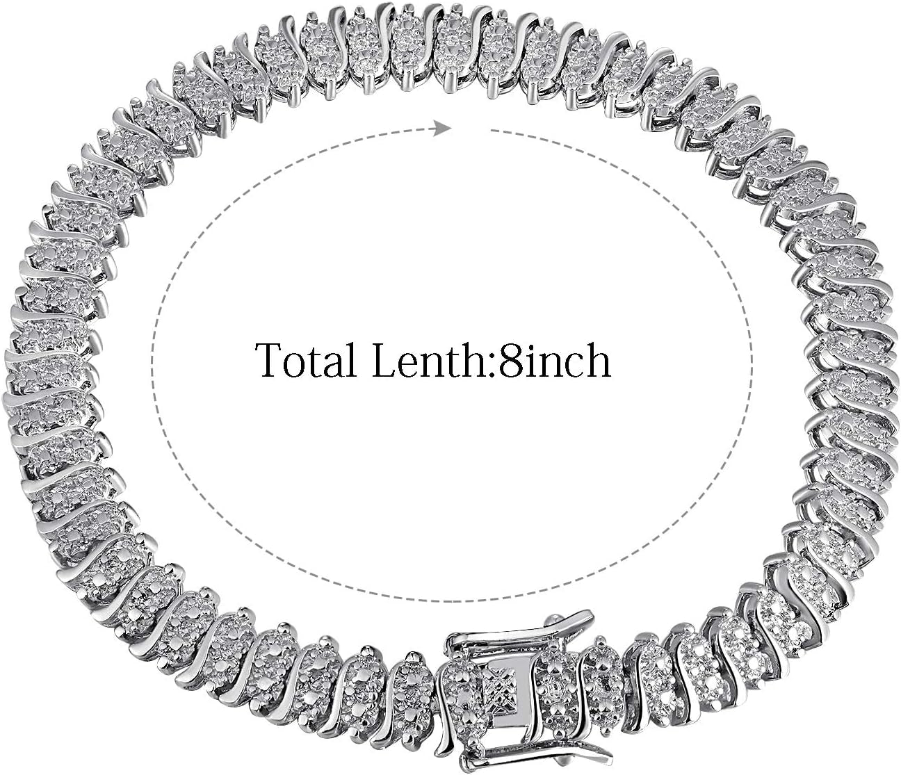 White Gold Gold Plated Tennis Italian Link Curb Chain Bracelet Classic Bracelets for Men Women Size 6.5-8 Inches