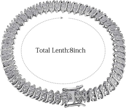 White Gold Gold Plated Tennis Italian Link Curb Chain Bracelet Classic Bracelets for Men Women Size 6.5-8 Inches
