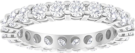 1 Carat (Ctw) 14K White Gold round Diamond Ladies Eternity Wedding Anniversary Stackable Ring Band Premium Collection