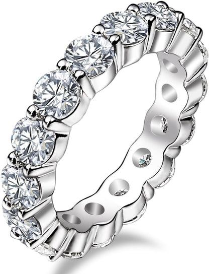 5Cttw Moissanite Eternity Ring, D Color Lab Created Diamond Sterling Silver Eternity Wedding Band Ring for Women