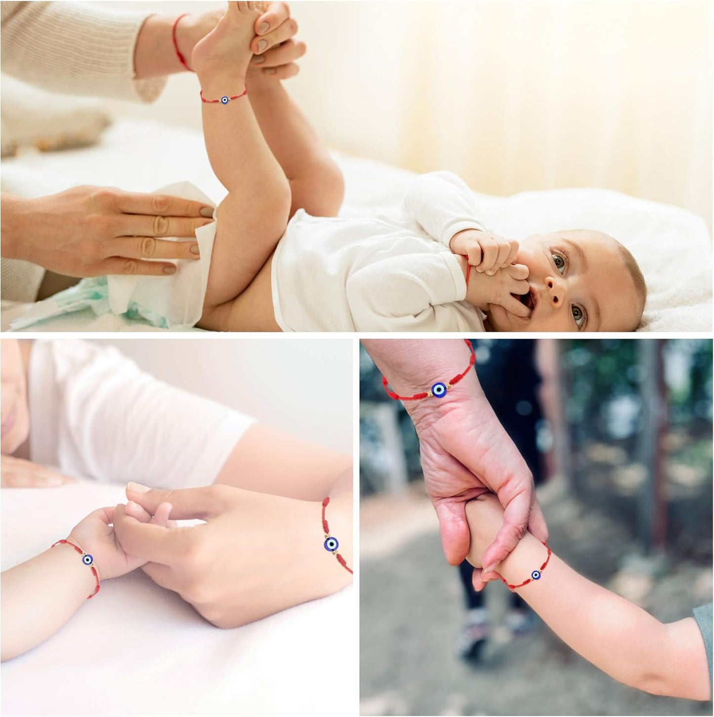 7 Knot Evil Eye Bracelet Red String Bracelets Protection Mommy and Me Matching Bracelet Set Amulet for Women Girls/Boys