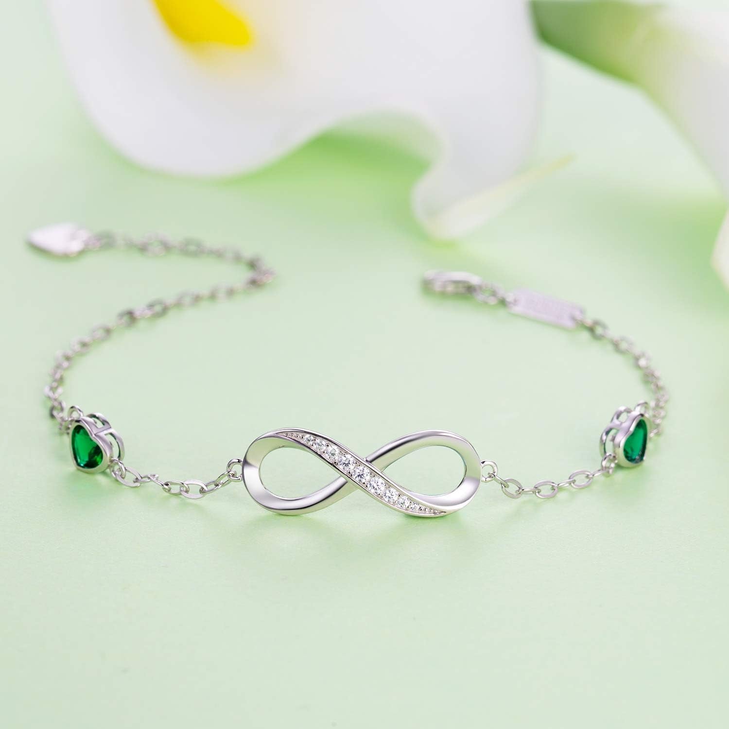Infinity Love Bracelets for Women 925 Sterling Silver Womens Bracelet Love Symbol Charm Adjustable Bracelet Jewelry