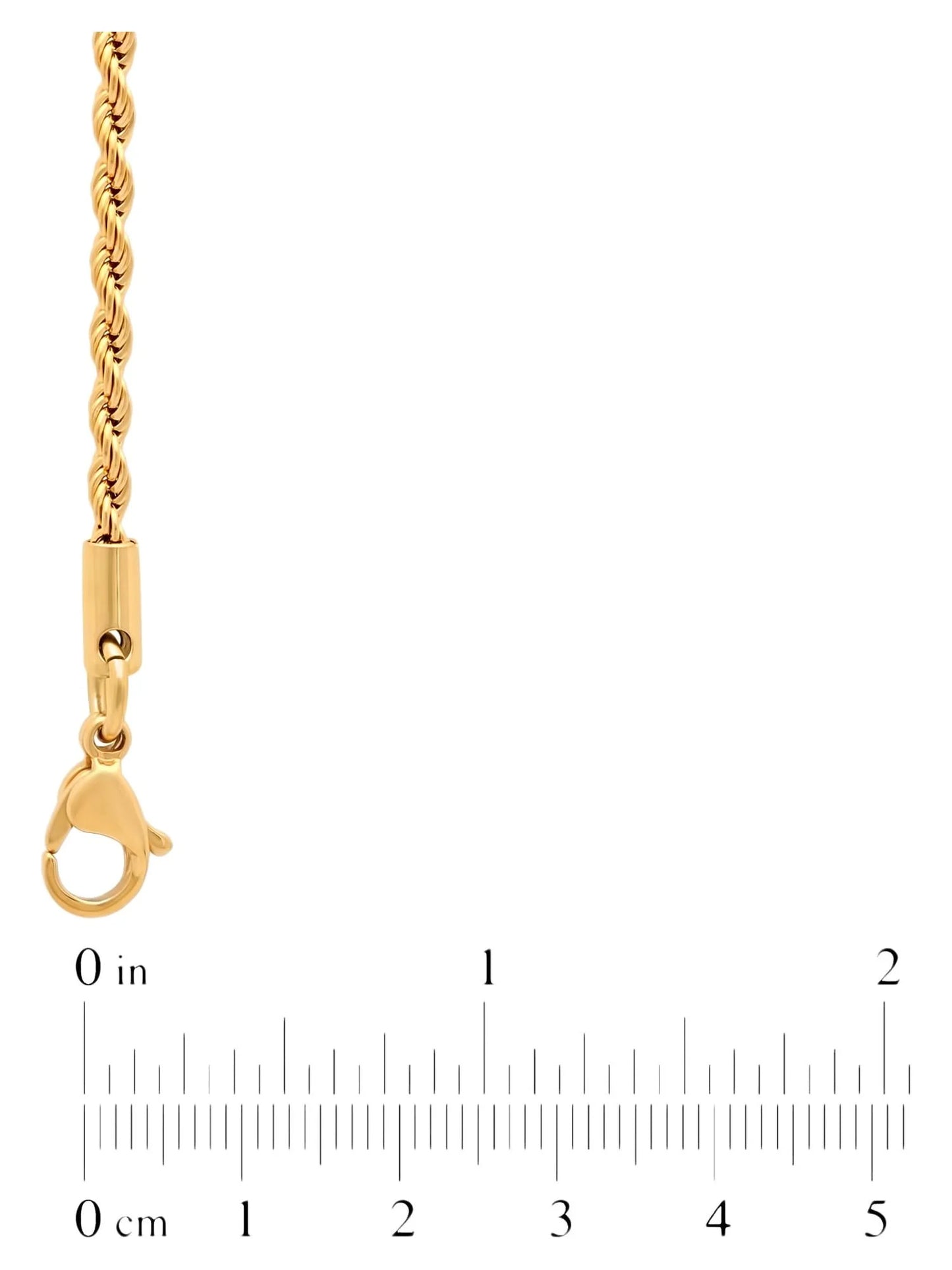 Men'S Gold-Tone Stainless Steel 2.3MM Rope Link 24" Chain Necklace -