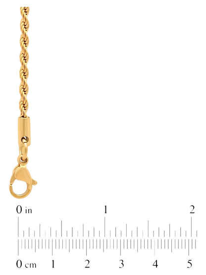 Men'S Gold-Tone Stainless Steel 2.3MM Rope Link 24" Chain Necklace -