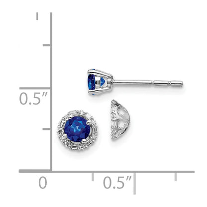 14 Karat White Gold Diamond and Sapphire Earrings
