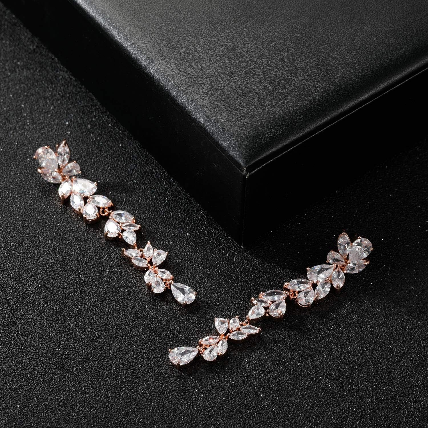 Cubic Zirconia Bridal Earrings for Women Brides, Crystal Chandelier Wedding Drop Earrings for Prom or Pageant