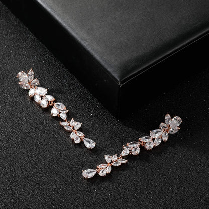 Cubic Zirconia Bridal Earrings for Women Brides, Crystal Chandelier Wedding Drop Earrings for Prom or Pageant