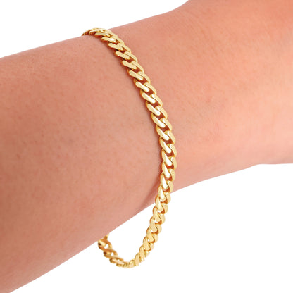 14K Real Yellow Gold Royal Monaco 5Mm Miami Cuban Link Bracelet (7"-9") Italian Jewelry for Men & Women