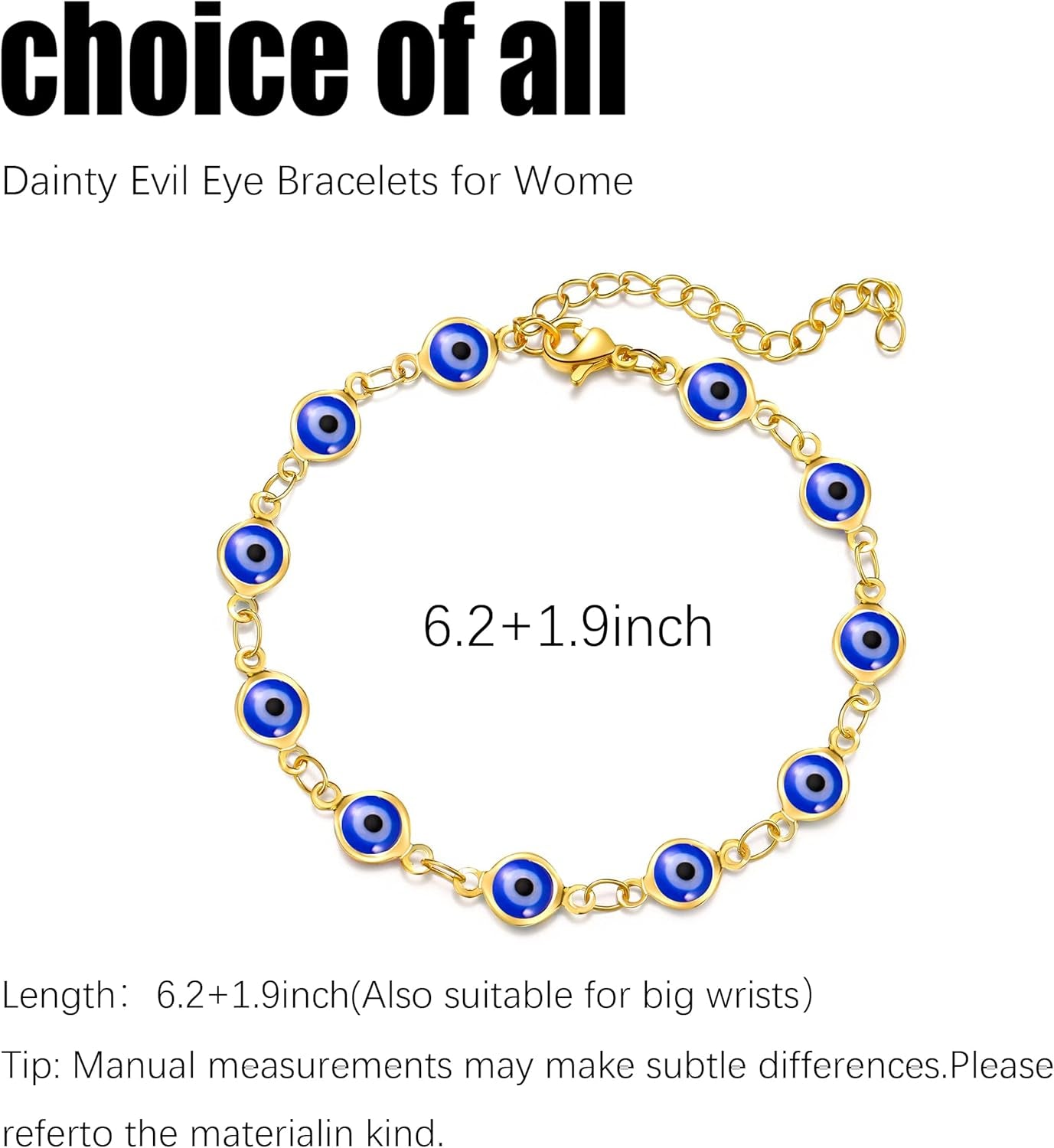 Evil Eye Bracelets Blue Eye Bracelet for Women Evil Eye Jewelry Ojo Hamsa Bracelet Dainty Gold Link Bracelets for Women Lucky Turkish Trendy Jewelry Gifts