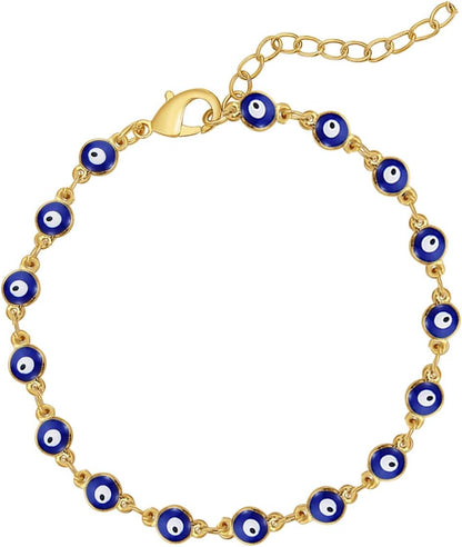 Evil Eye Bracelets Blue Eye Bracelet for Women Evil Eye Jewelry Ojo Hamsa Bracelet Dainty Gold Link Bracelets for Women Lucky Turkish Trendy Jewelry Gifts