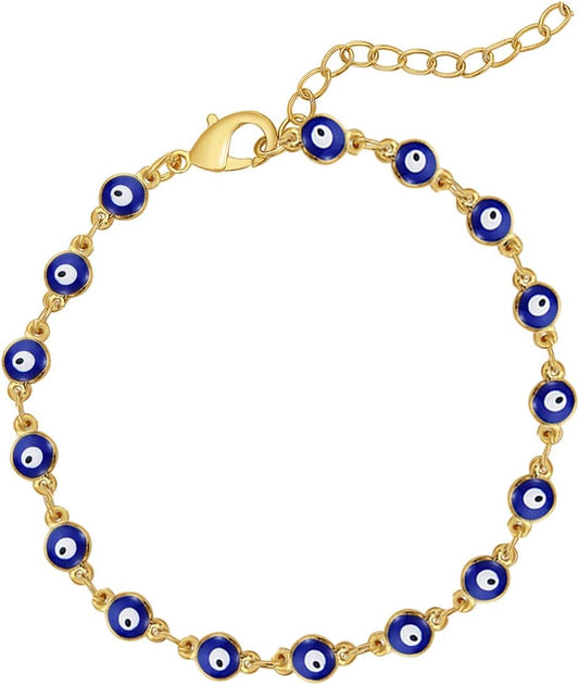 Evil Eye Bracelets Blue Eye Bracelet for Women Evil Eye Jewelry Ojo Hamsa Bracelet Dainty Gold Link Bracelets for Women Lucky Turkish Trendy Jewelry Gifts